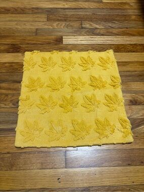 Amazon Yellow Decorative Pillow Cover with Raised Leaf Pattern